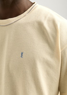 Saint Laurent Cassandre Logo-embroidered Cotton-blend T-shirt Yellow