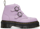Dr. Martens Purple Devon Flower Buckle Platform Boots