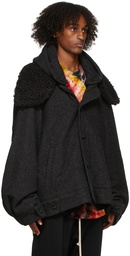 Hyein Seo Black Wool Hooded Jacket