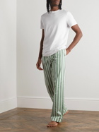Derek Rose - Straight-Leg Striped Royal 219 Cotton-Satin Drawstring Trousers - Green