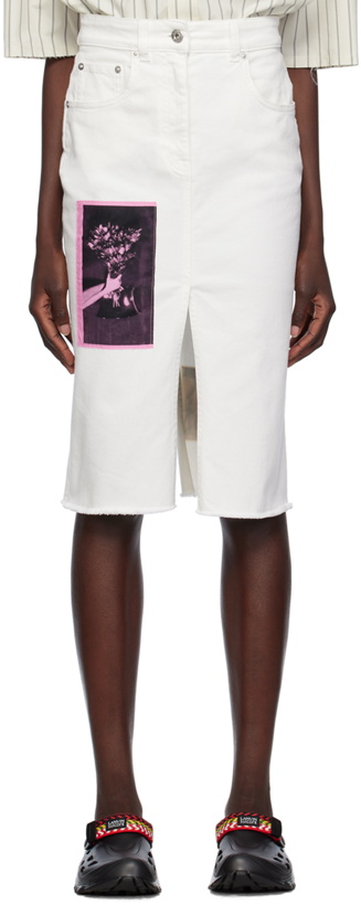 Photo: Lanvin White Patch Denim Midi Skirt