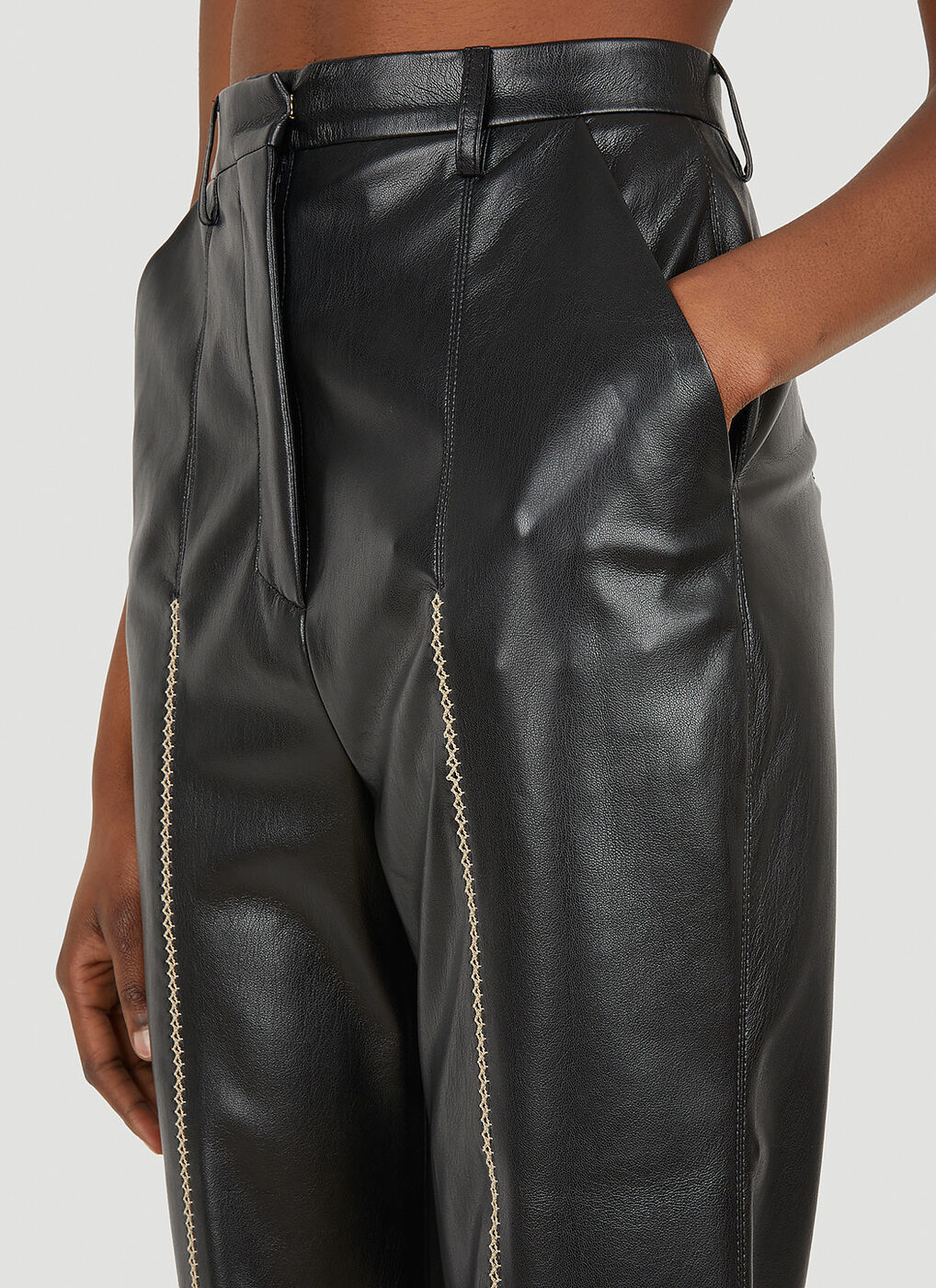 Lucee Vegan Leather Trousers in Black Nanushka