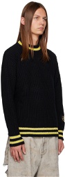 MSGM Black College Patch Sweater