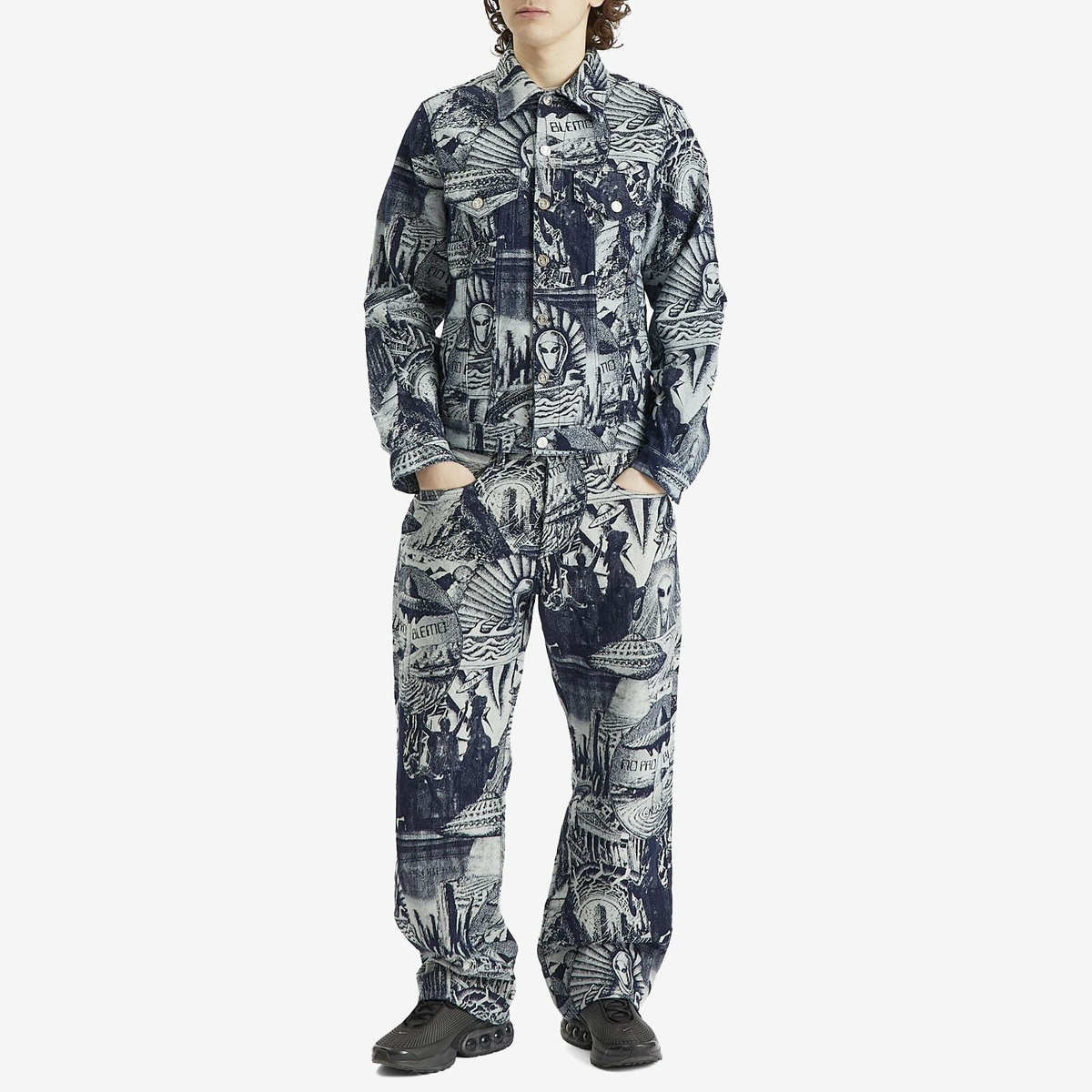 No Problemo Men's Apocalypse Jacquard Trucker Jacket in Blue