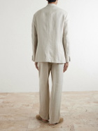 Kaptain Sunshine - Straight-Leg Linen and Silk-Blend Trousers - Neutrals