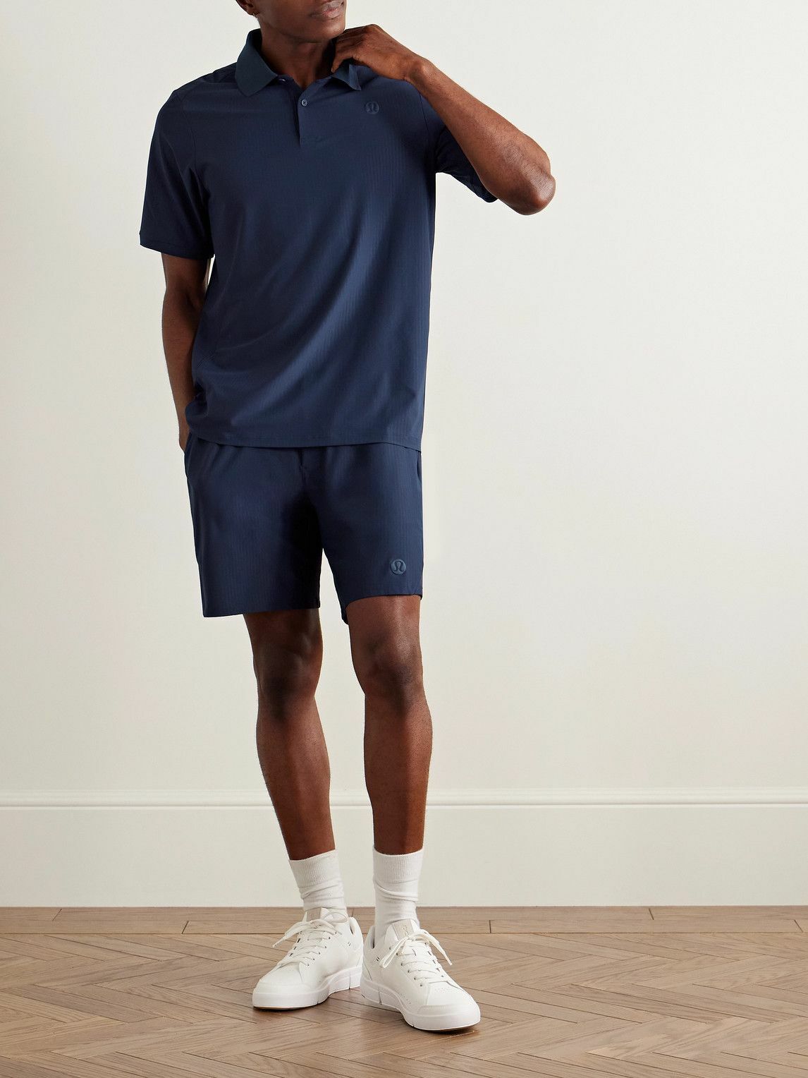 Lululemon - Straight-Leg 7" Striped Recycled-Mesh Tennis Shorts - Blue