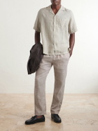 Frescobol Carioca - Angelo Camp-Collar Linen Shirt - Green