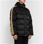 Gucci - Logo-Jacquard Webbing-Trimmed Quilted Shell Hooded Down Jacket - Black