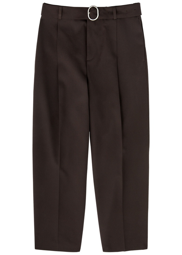 Photo: Jil Sander Belted Wide-leg Wool Trousers Brown