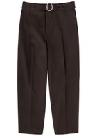Jil Sander Belted Wide-leg Wool Trousers Brown