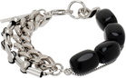 Dries Van Noten Black & Silver Stone Chain Bracelet