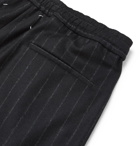 Maison Margiela - Wide-Leg Pinstriped Virgin Wool-Flannel Drawstring Trousers - Black