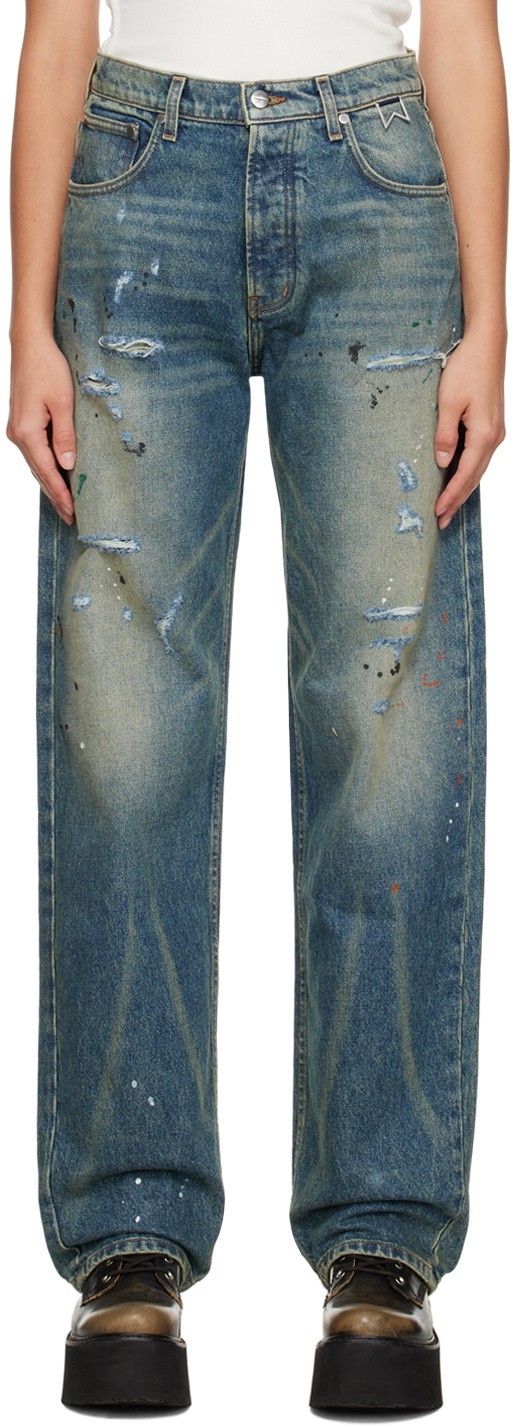 Rhude Indigo Wide-Leg Jeans Rhude