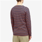 Armor-Lux Men's 2297 Long Sleeve Houat Mariniere T-Shirt in Marine Deep/Coral