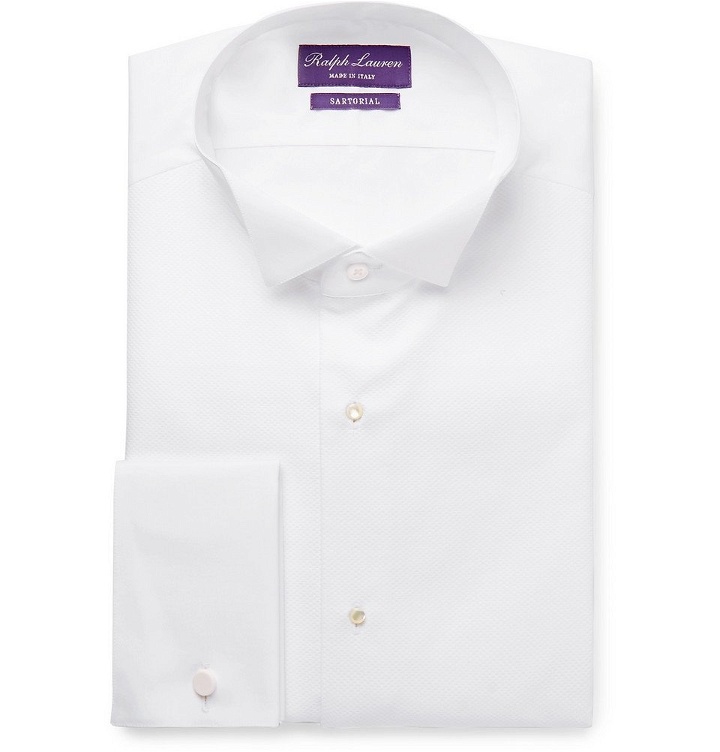 Photo: Ralph Lauren Purple Label - White Wing-Collar Bib-Front Double-Cuff Cotton Tuxedo Shirt - Men - White
