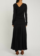 Ganni Ruched Wrap-effect Mesh Maxi Dress Black