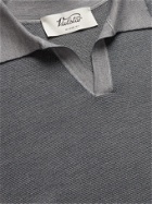 VALSTAR - Wool and Silk-Blend Polo Shirt - Gray