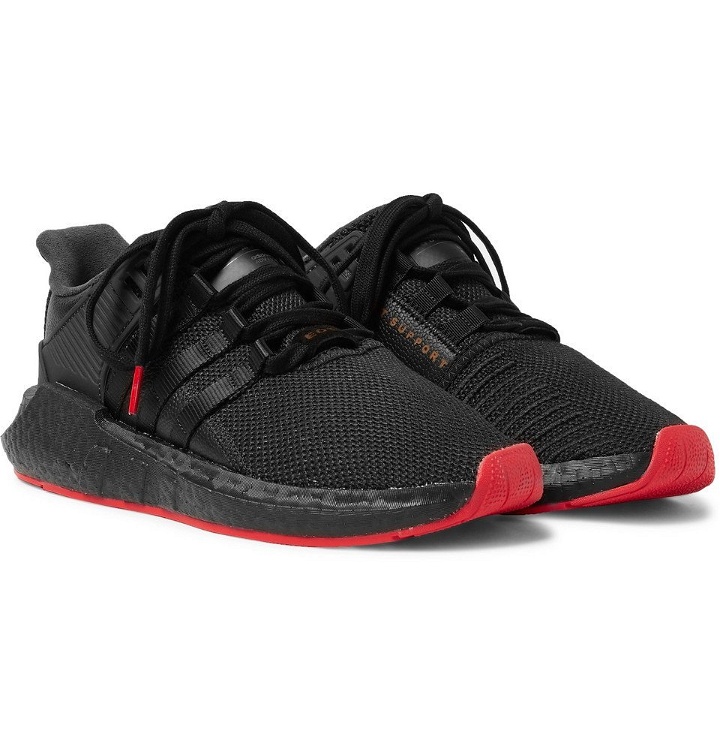 Photo: adidas Originals - EQT Support 93/17 Stretch-Knit Sneakers - Men - Black
