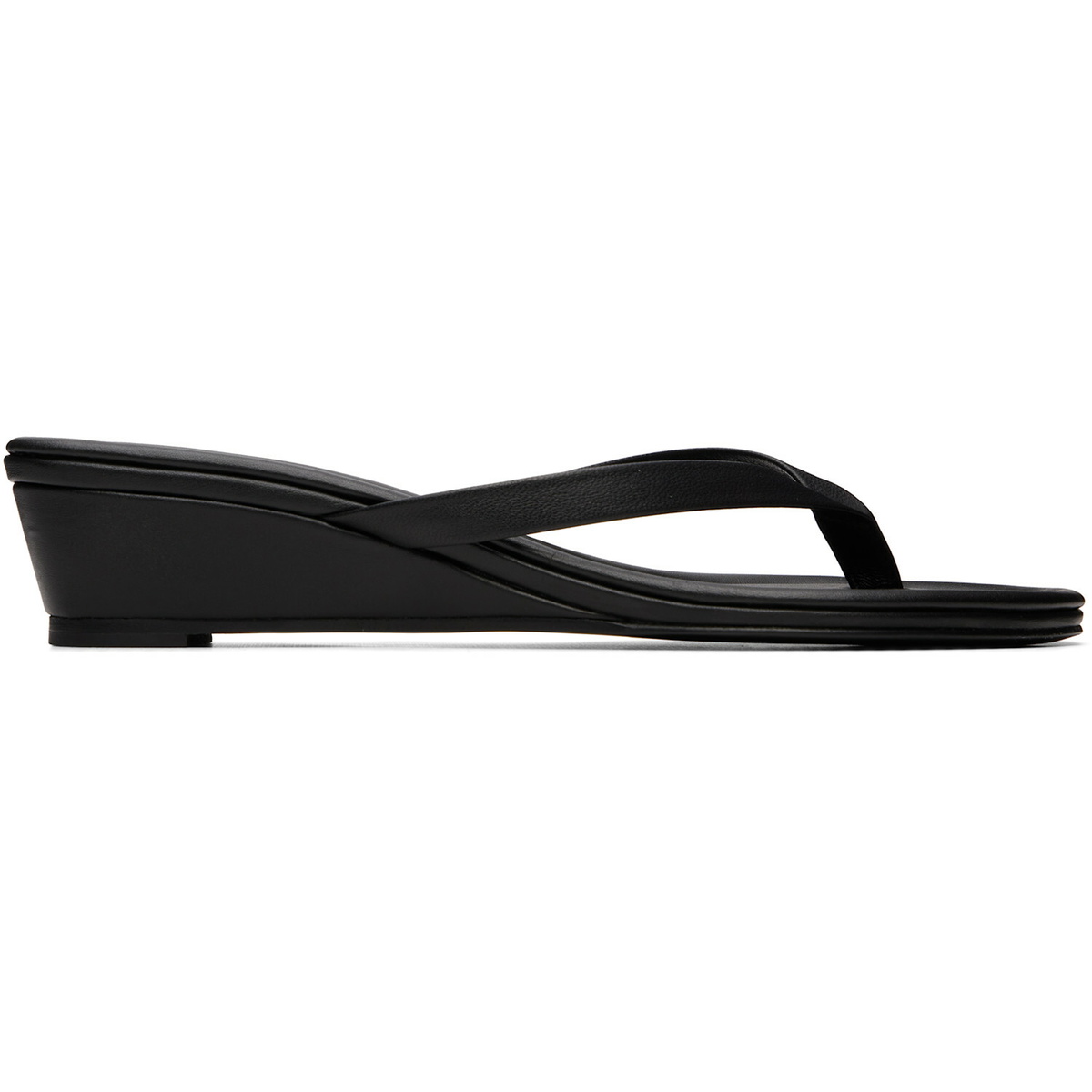 St. Agni Black Thong Wedge Heeled Sandals