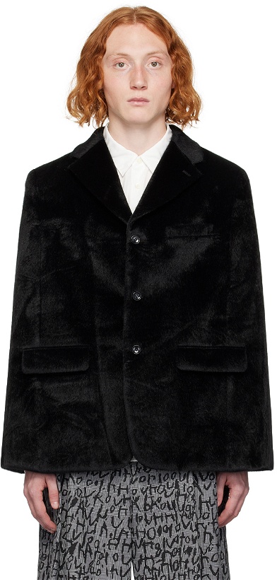 Photo: Comme des Garçons Homme Plus Black Button Faux-Fur Blazer