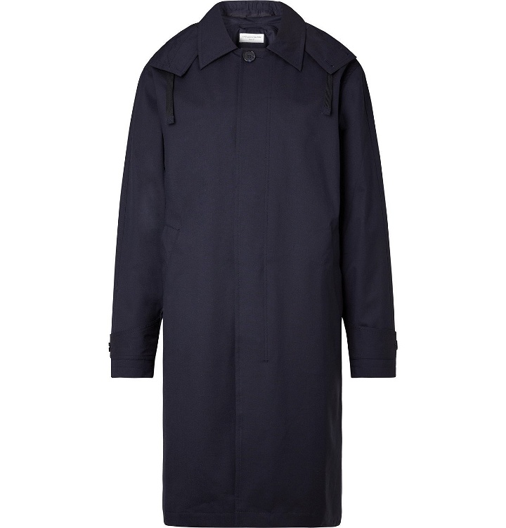 Photo: OFFICINE GÉNÉRALE - Thibaud Tech Wool-Blend Hooded Trench Coat - Blue