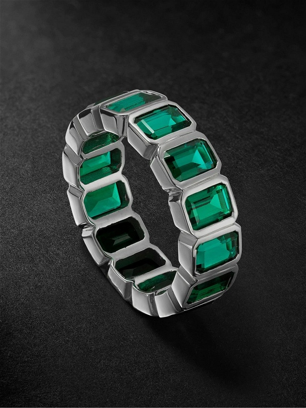 Photo: 42 Suns - 14-Karat White Gold Emerald Eternity Ring - Green