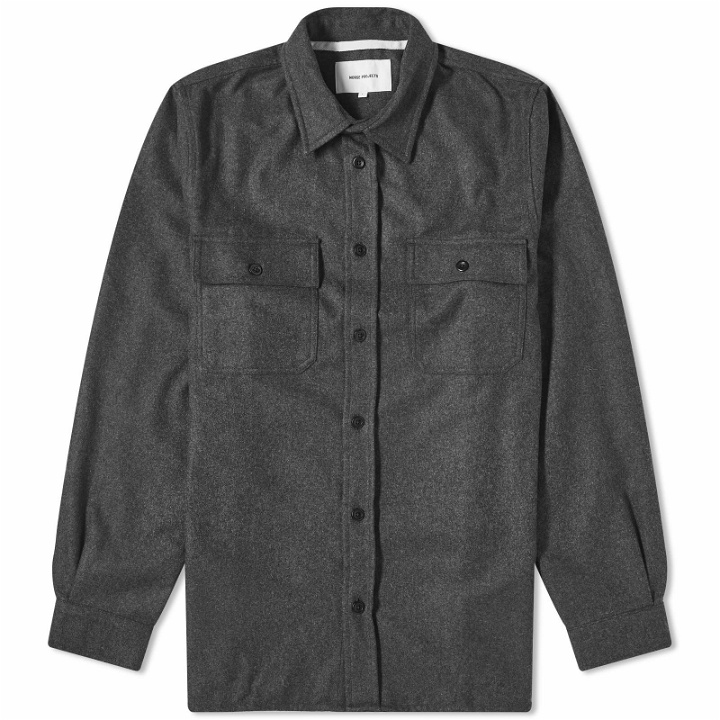 Photo: Norse Projects Men's Silas Wool Overshirt in Charcoal Melange