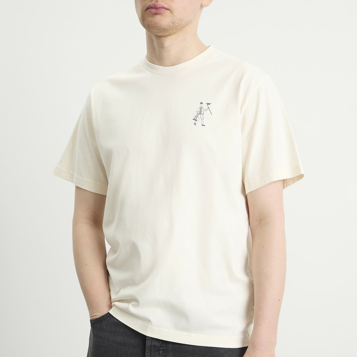 Foret Men's Walker T-Shirt in Cloud/Navy