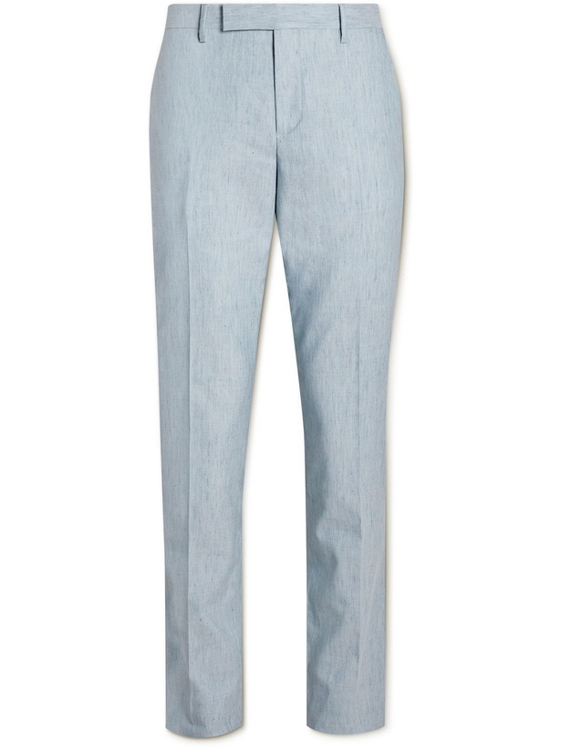 Photo: Paul Smith - Straight-Leg Virgin Wool, Linen and Silk-Blend Suit Trousers - Blue