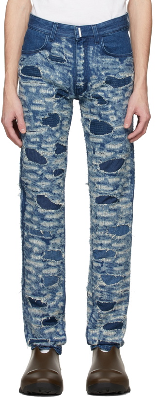 Photo: Givenchy Blue Slim Destroyed Jeans