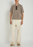 Gant Textured-knit Cotton Polo Shirt Taupe