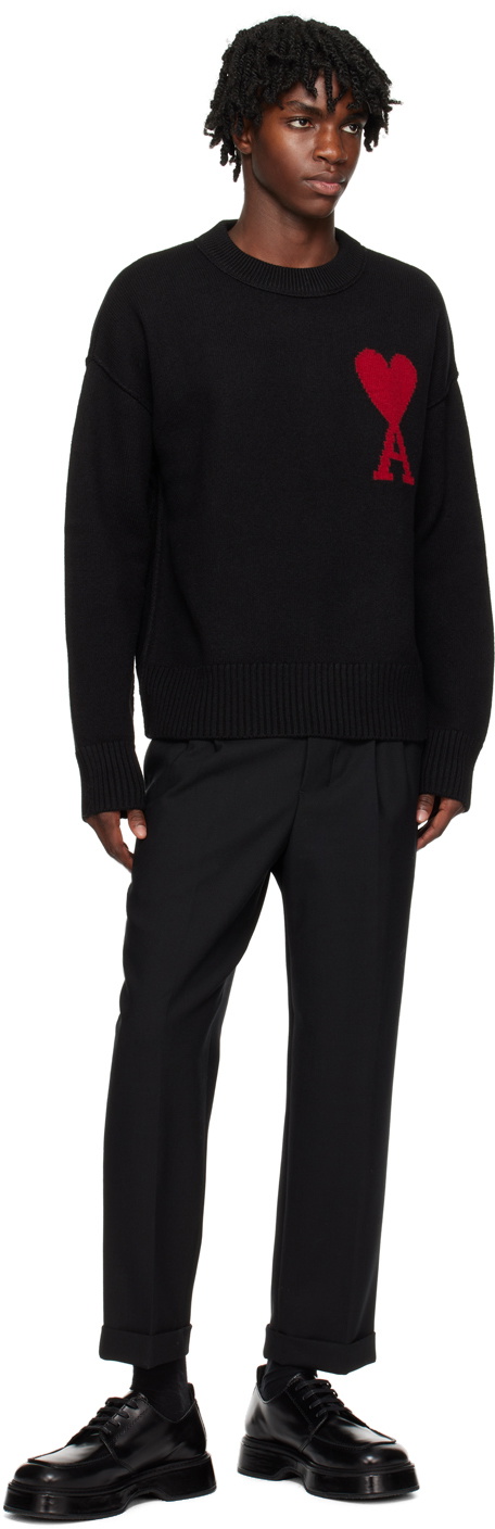 AMI Paris Black Ami De Cœur Sweater