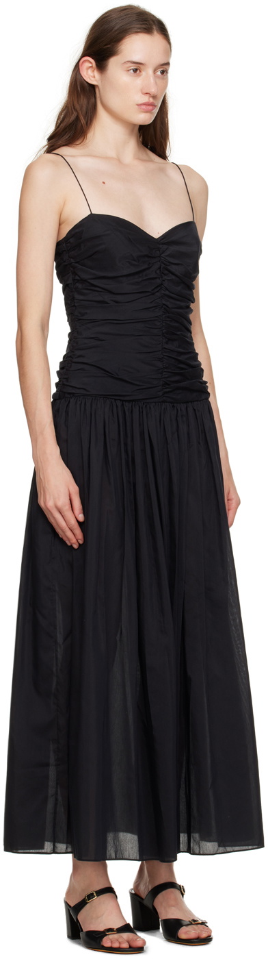 Matteau Black Gathered Midi Dress