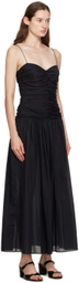 Matteau Black Gathered Midi Dress