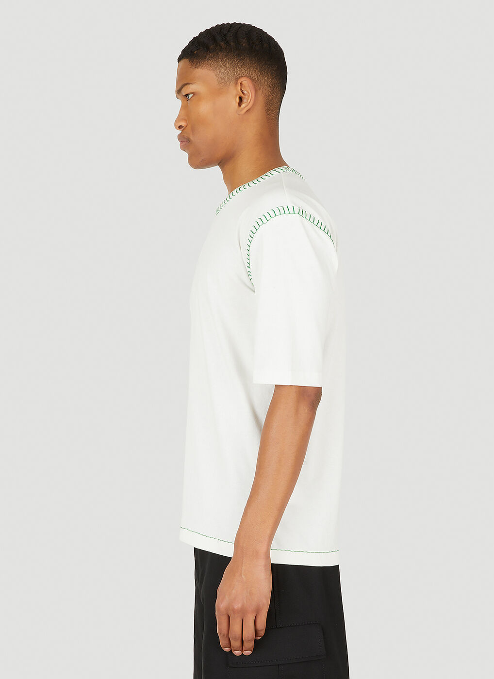 Contrast Stitch T-Shirt in White Bottega Veneta