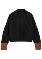 Skiim Hero Leather-trimmed Cashmere Jumper Black