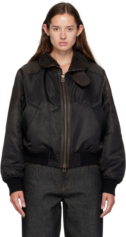 Photo: COOR Brown High-Neck Bomber Jacket