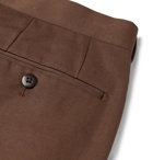 Beams F - Pleated Cotton and Linen-Blend Twill Suit Trousers - Brown