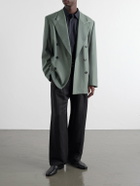 ssstein - Wide-Leg Linen and Silk-Blend Twill Trousers - Black