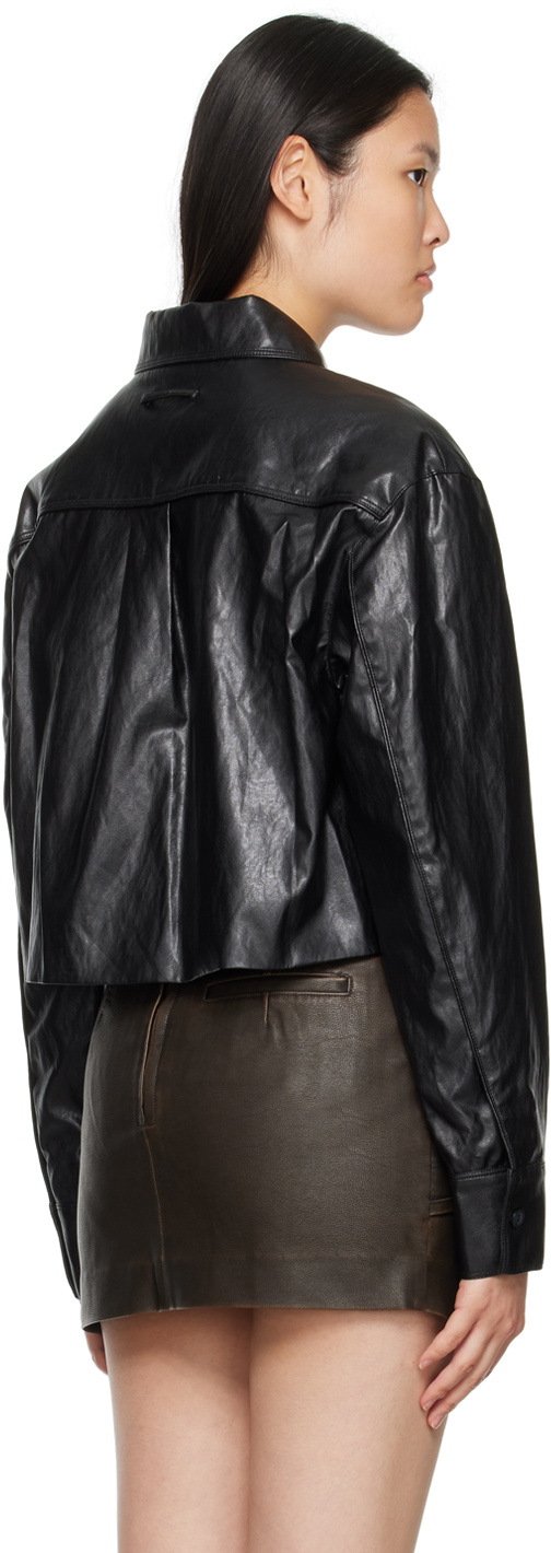 Looker Loop Kijun Black Button Faux-Leather Shirt Kijun