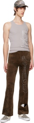 Praying Brown Velvet Flared Sweatpants