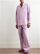 TEKLA - Birkenstock Striped Organic Cotton-Poplin Pyjama Shirt - Purple