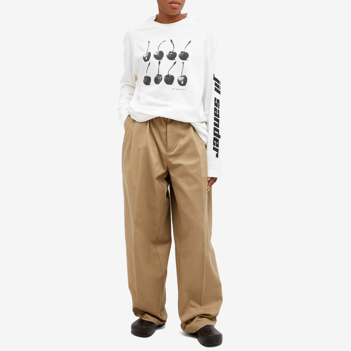 Jil Sander Women's Long Sleeve Cherry Top in White Jil Sander