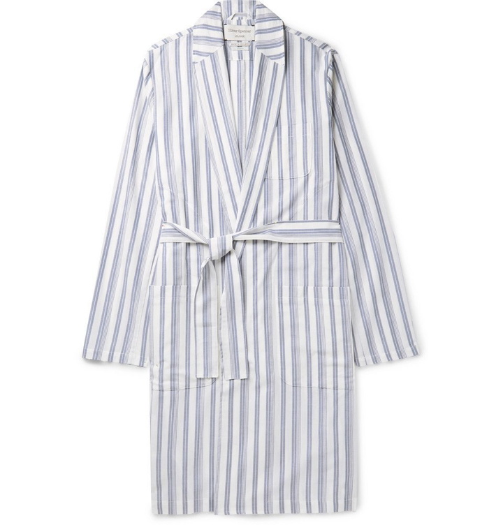 Photo: Oliver Spencer Loungewear - Striped Organic Cotton Robe - Blue