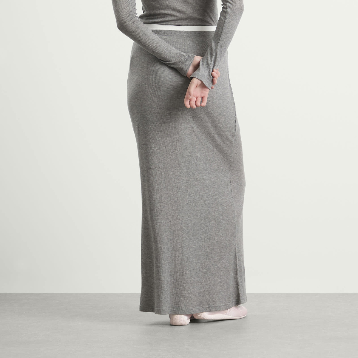 Samsøe Samsøe Women's Sadou Jersey Maxi Skirt in Mid Grey Melange