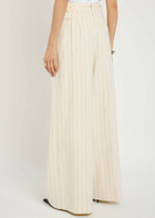 Anine Bing Lou Pinstriped Wide-leg Trousers Cream