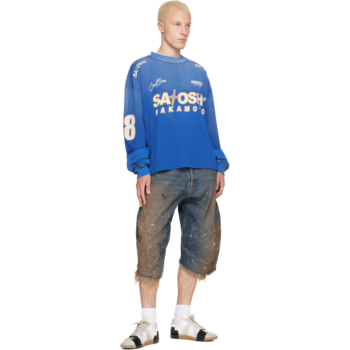 Satoshi Nakamoto Blue Acid Rain Denim Shorts