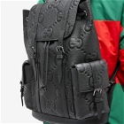 Gucci Men's Embossed GG Leather Backpack in Black