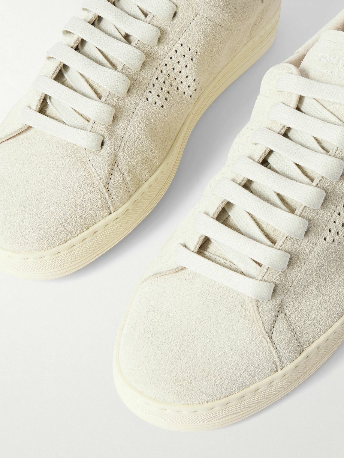 【TOM FORD】Warwick Lace-up Sneakers ホワイト TOM FORD - Warwick Perforated Full-Grain Leather Sneakers