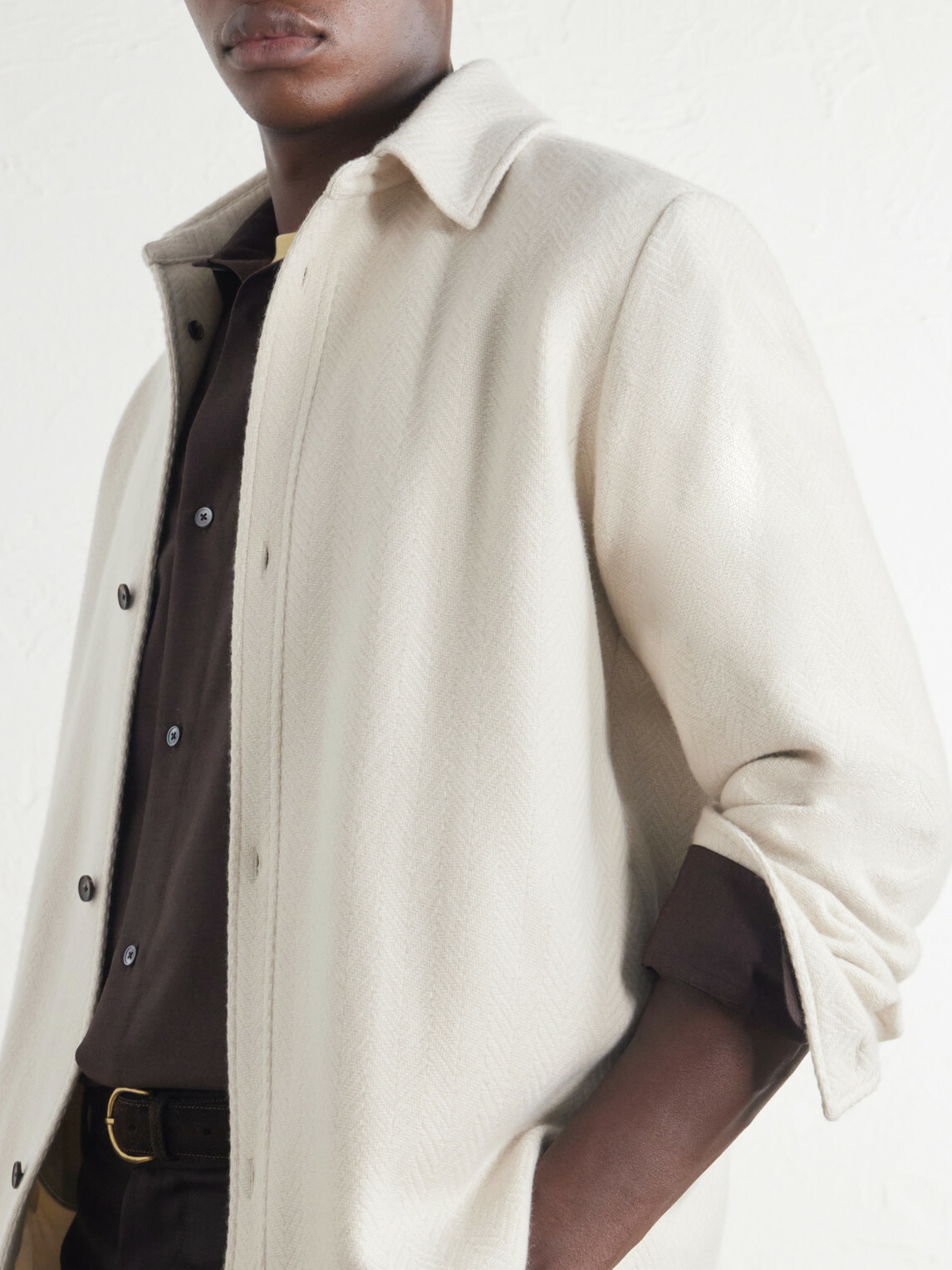 Mr P. - Herringbone Cashmere Overshirt - Neutrals